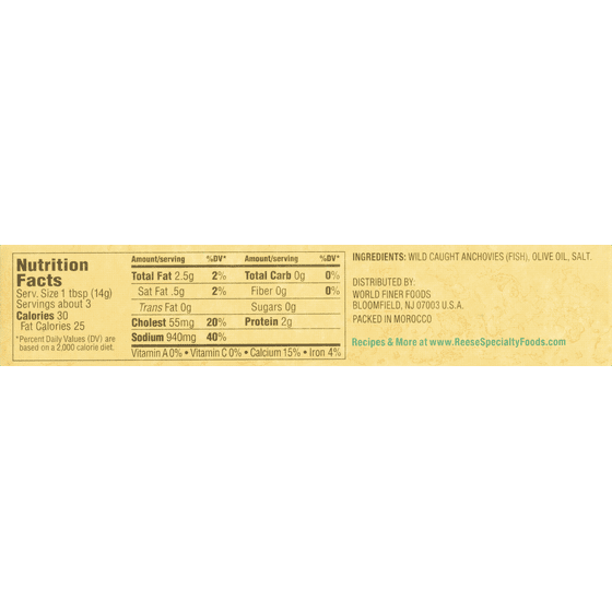 Reese Anchovy Paste Nutrition Facts Runners High Nutrition