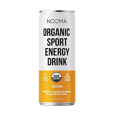 Organic Sport Energy Drink | Organic Pre Workout Drink with 120mg Caffeine | Only 15 Calories | Pack of 12 | Tangerine