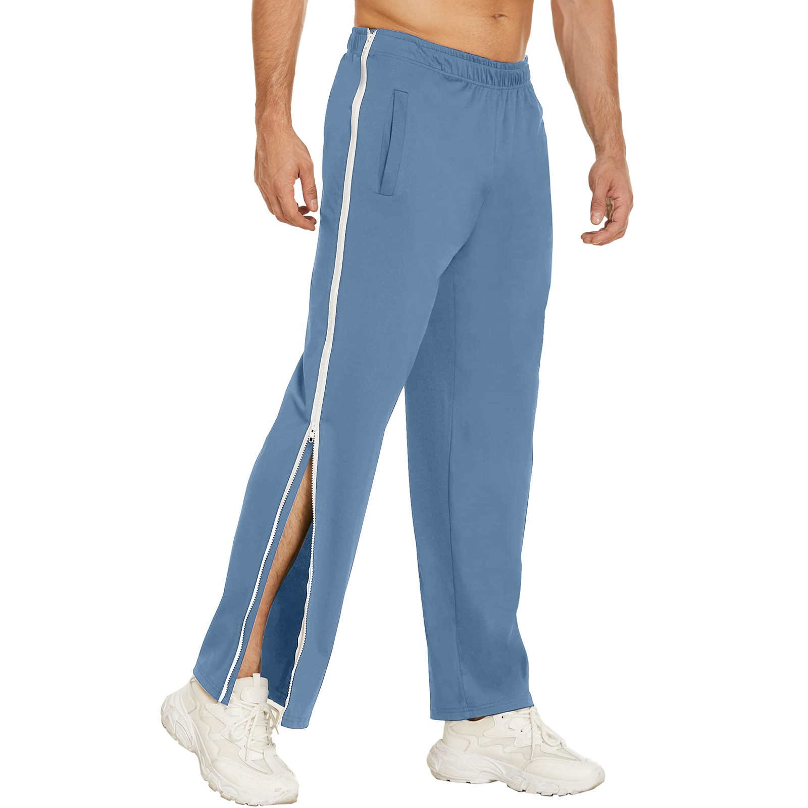Pantalon De Sport Homme Coton Basketball - 2 Fermetures éclair Latérales, Coupe Confortable, Poches