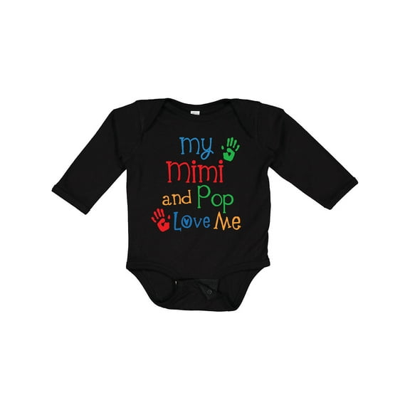 Inktastic Mimi and Pop Love Me Grandchild Boys or Girls Long Sleeve Baby Bodysuit