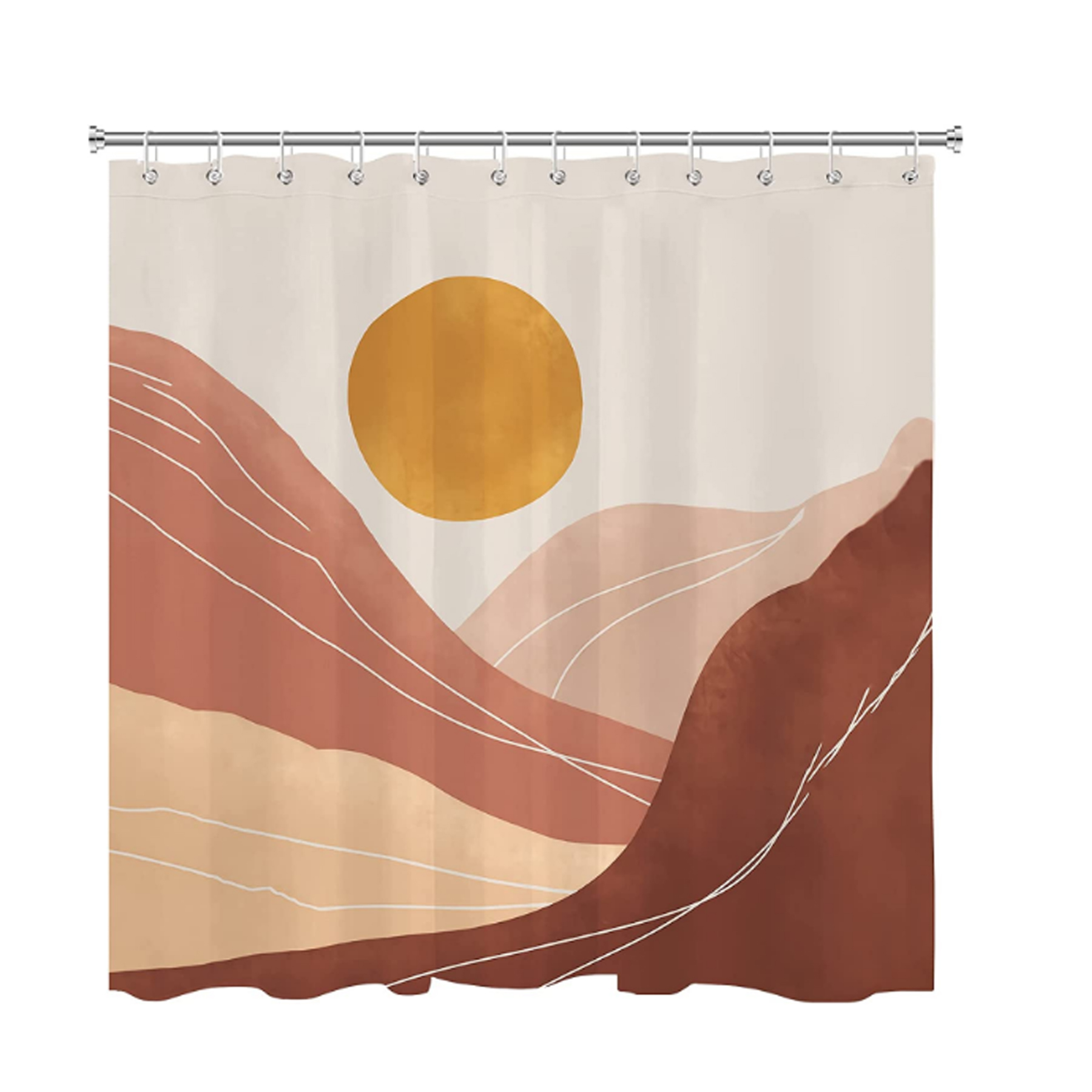 Mid Century Modern Fabric Shower Curtain