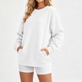 thumbnail image 4 of Horkkom Womens Crewneck Sweatshirt Solid Color Long Sleeve Casual Tops Pleated Soft Pullover Sweatshirts with Pockets, S-2XL, 4 of 8