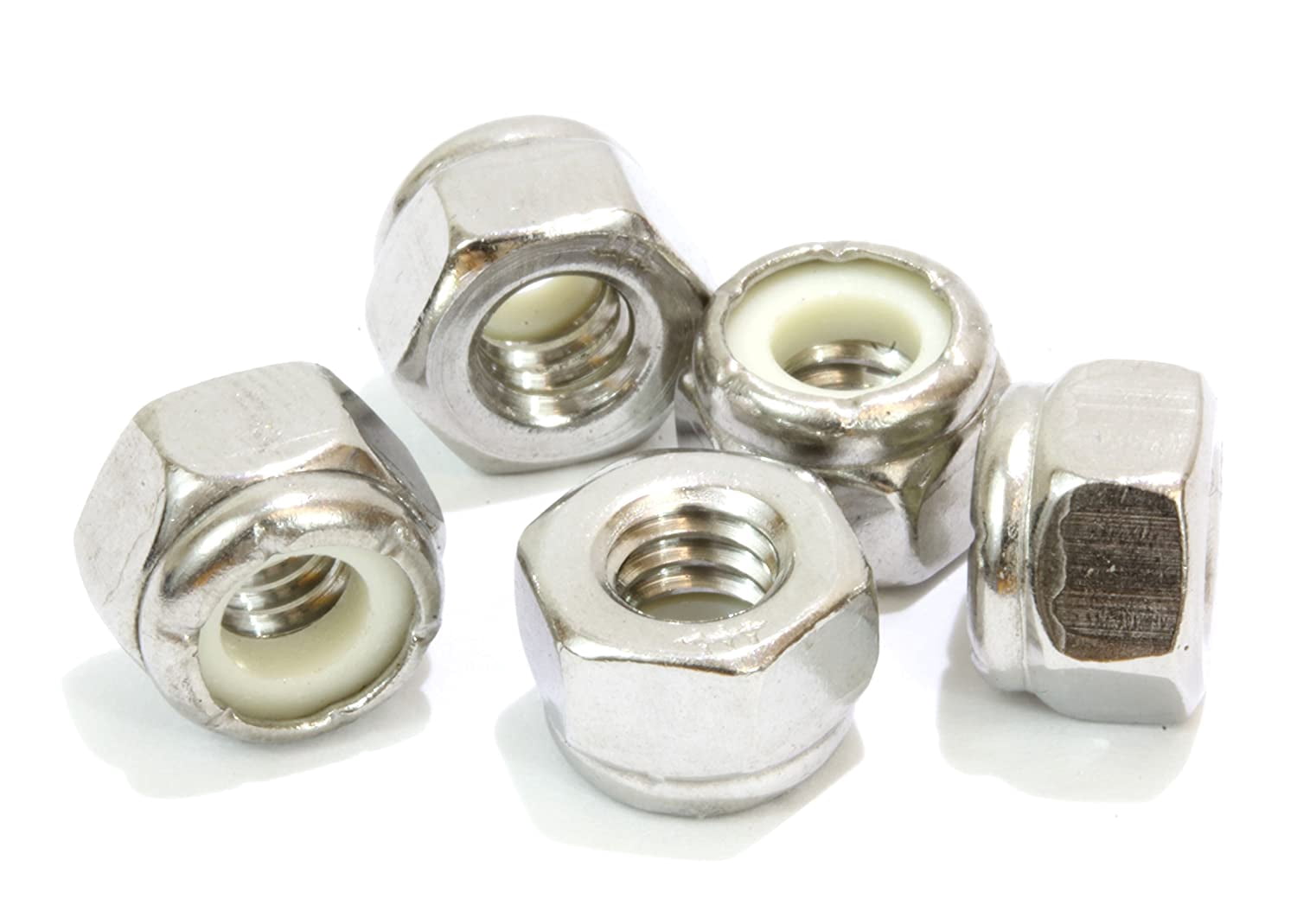 3/8"-16 Inch Lock Nut (100 Pack) Stainless Steel Finish Hex, 304 18-8 Stainless Steel with Nylon Insert, by Bolt Dropper
