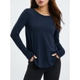 thumbnail image 4 of Women Workout Tops Solid Color Long Sleeve Yoga Athletic Shirt for Sports Gym Running Activewear, 4 of 9