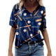 thumbnail image 1 of Gibobby Camisas mexicanas con cuello en V para mujer Camiseta suelta informal con cuello en V para mujer, blusa manga corta con estampado(Azul,CH), 1 of 4