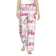 thumbnail image 2 of Picia Breast Cancer Pink Ribbons Awareness (2) Womens Soft Woven Cotton Elastic Waistband Sleep Pajama Pant Lounge Sleep Pant With Pockets And Drawstring-Small, 2 of 9