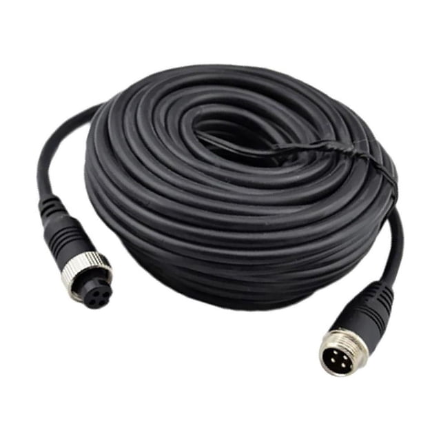 Maytalsory Sturdy 4Pin Video Extension Cable Wire for Bus Truck Reversing Rear View Camera Black 10M 1Set