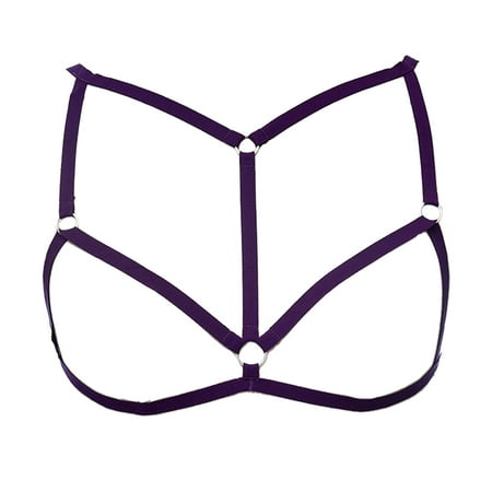 

Tureclos Lingerie Elastic Erogenous Great Material Strappy Sweet Gift Brassiere Impressive Gallus Mysterious Fashion Women Harness Bra dark purple