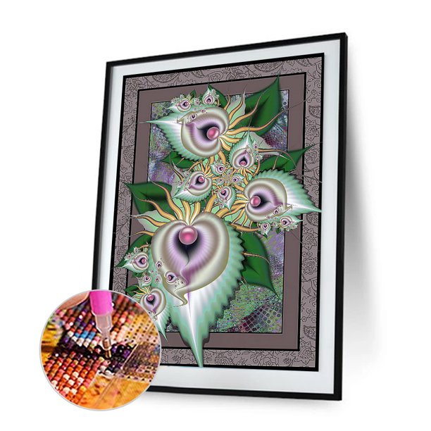 Cuadros Decorativos Kit de pintura de diamante 5D Corazón de hoja Taladro redondo completo Arte de pared de bricolaje (NH983) Wdftyju embutido en tela