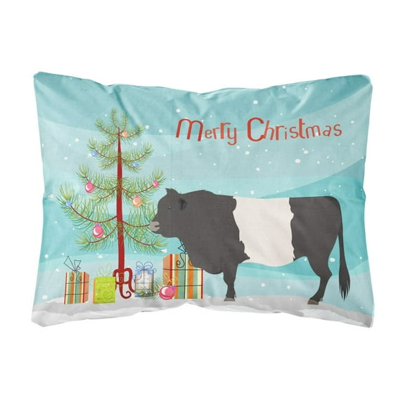 Carolines Treasures BB9198PW1216 Belted Galloway Cow Christmas Canvas Fabric Decorative Pillow, Teal, 12H x16W,