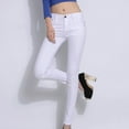 thumbnail image 2 of WREESH Womens Jeans Candy Pencil Pants Colorful Feet Denim Pants White, 2 of 5