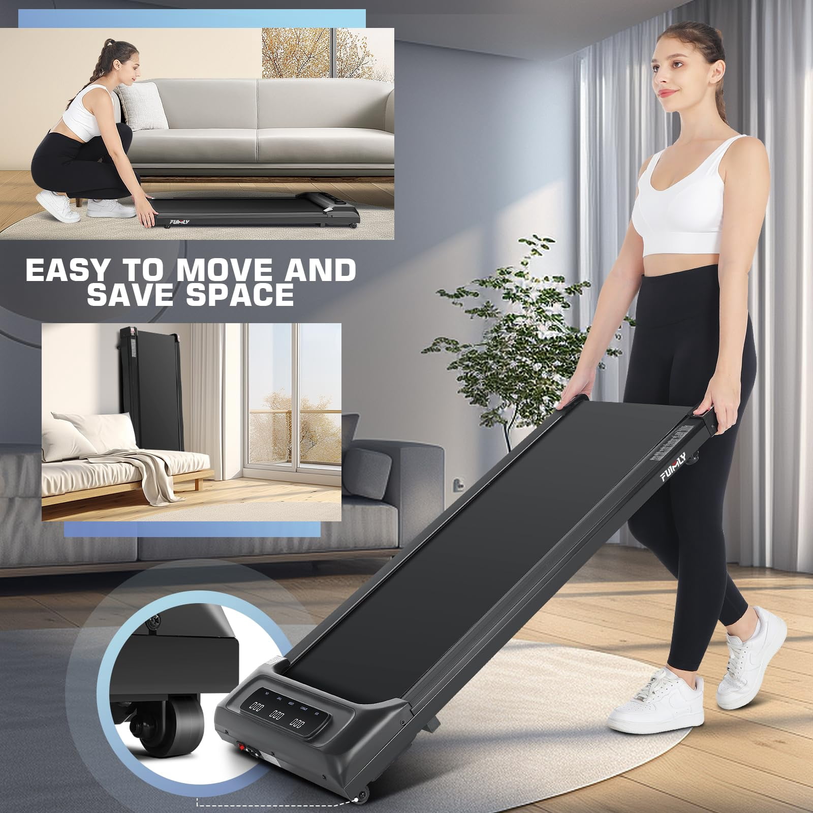 KRISRATE Walking Treadmills for Home, Walking Pad Treadmill with App & Remote Control, Slim & Portable