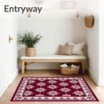 thumbnail image 3 of ODIKA 4'x6' Machine Washable Non-Slip Area Rug, Festive Rustic Snowflake Winter Holiday Hearth High Traffic Rug, Red, 731637, 3 of 7