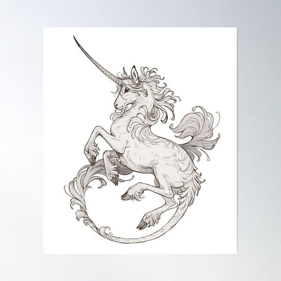 Medieval Unicorn Poster Wall Art, Modern Wall Decor For Living Room Bedroom, 8x12 UNFRAMED