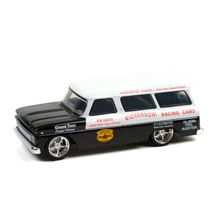 1966 Chevy Suburban - Don Garlits’ Speed Shop Tampa Florida, Black and White - Greenlight 86347 - 1/43 scale Diecast Model Toy Car