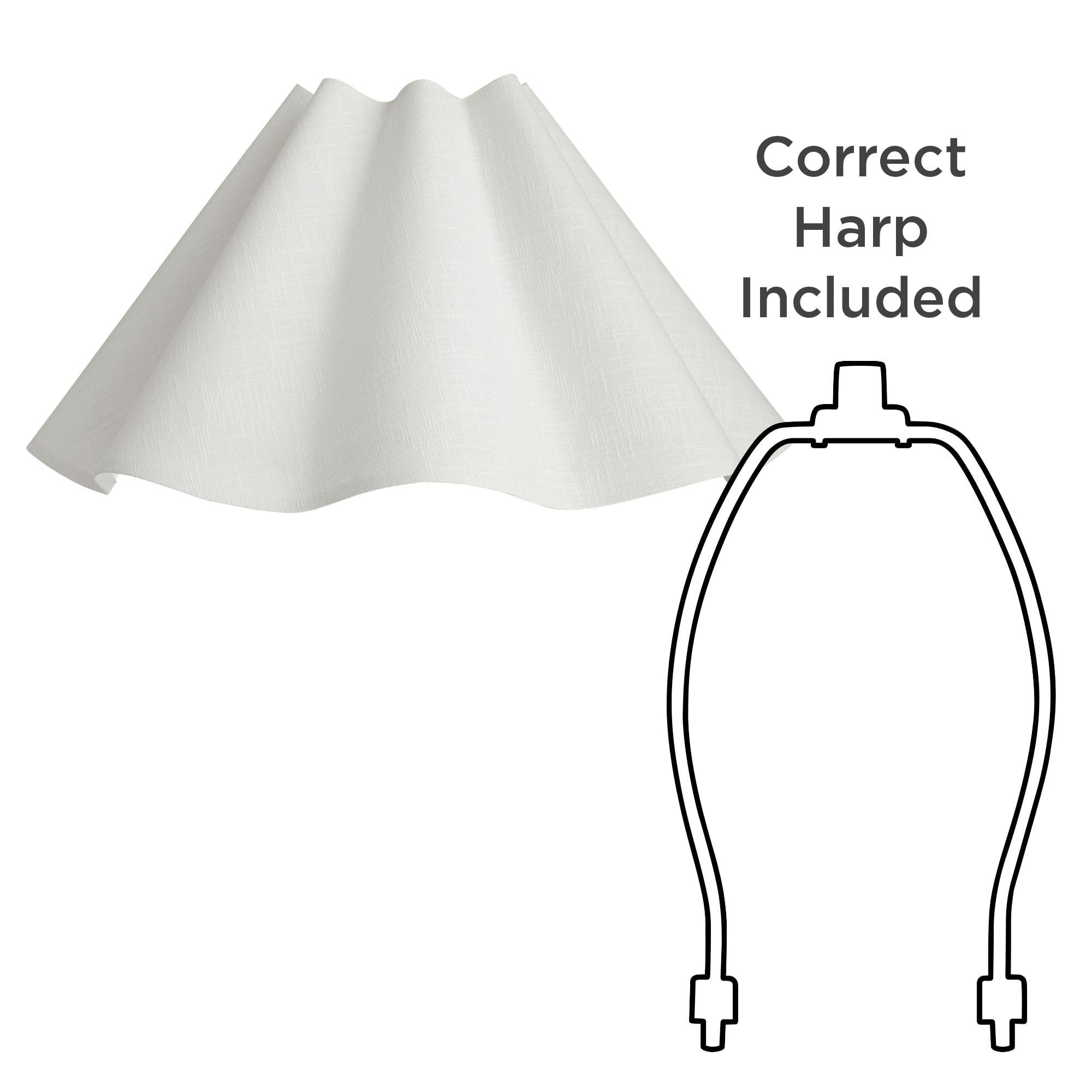Springcrest 6" Top x 18" Bottom x 10" High x 10" Slant Lamp Shade Replacement Large White Wave Empire Linen Spider Harp Finial