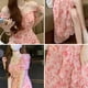 thumbnail image 3 of Vestido de verano para mujer, con escote cuadrado, manga corta abullonada, color liso, cintura alta, informal, holgado, estilo A, vestido de verano para mujer, falda con mangas abullonadas, 3 of 5