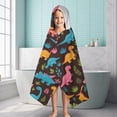 thumbnail image 6 of DarkBrown Cartoon Dinosaurs Colorful Plants Pattern Hooded Bath Towel，60"x35" for Ages 3 To 12 Kids, Quick Dry Lightweight Soft Microfiber Hood Beach Towel Cover Up for Kids, 6 of 7