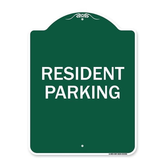 SignMission  18 x 24 in. Designer Series Sign - Parking Sign Resident Parking, Green & White