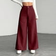 thumbnail image 3 of WULMLEO Women's Sweatpants Corduroy Fall Winter Wide Leg Elastic Waist Trousers Loose Fit Comfortable Paloma Pants Lounge Comfort Bottoms with Pockets Wine S, 3 of 9