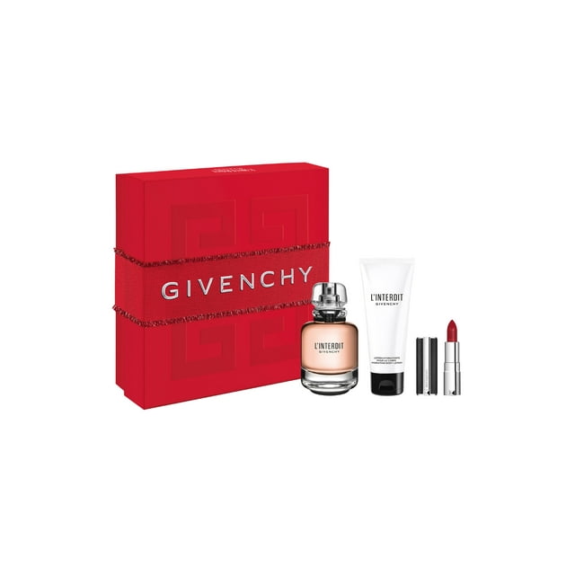 Givenchy L Interdit Coffret Cadeau 3 Pcs 80 ml EDP + 75 ml Lotion pour le Corps + 1,5 g Rouge à Lèvres - 333 L Interdit