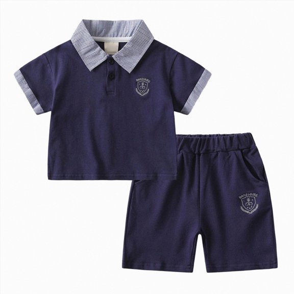 Toddler Boys Outfit Sets 6-12 Months 12-24 Months 2t 3t 4t 5t 6t 7t Children Children Soft Short Sleeve T Shirts Tops Shorts Casual Two Piece Summer Kids Boys Outfits Sets(Navy,3-4 Years)