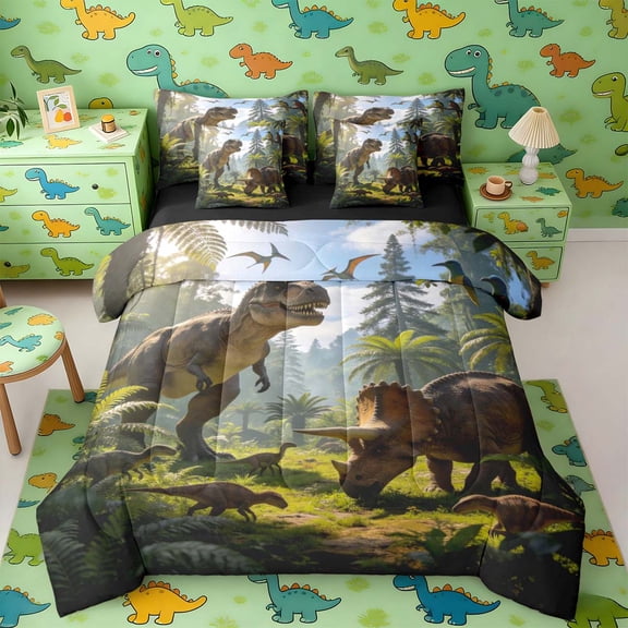 Erosebridal Tyrannosaurus Rex Pterosauria Twin Bedding Sets, Triceratops Dinosaur Bedding Comforter Set