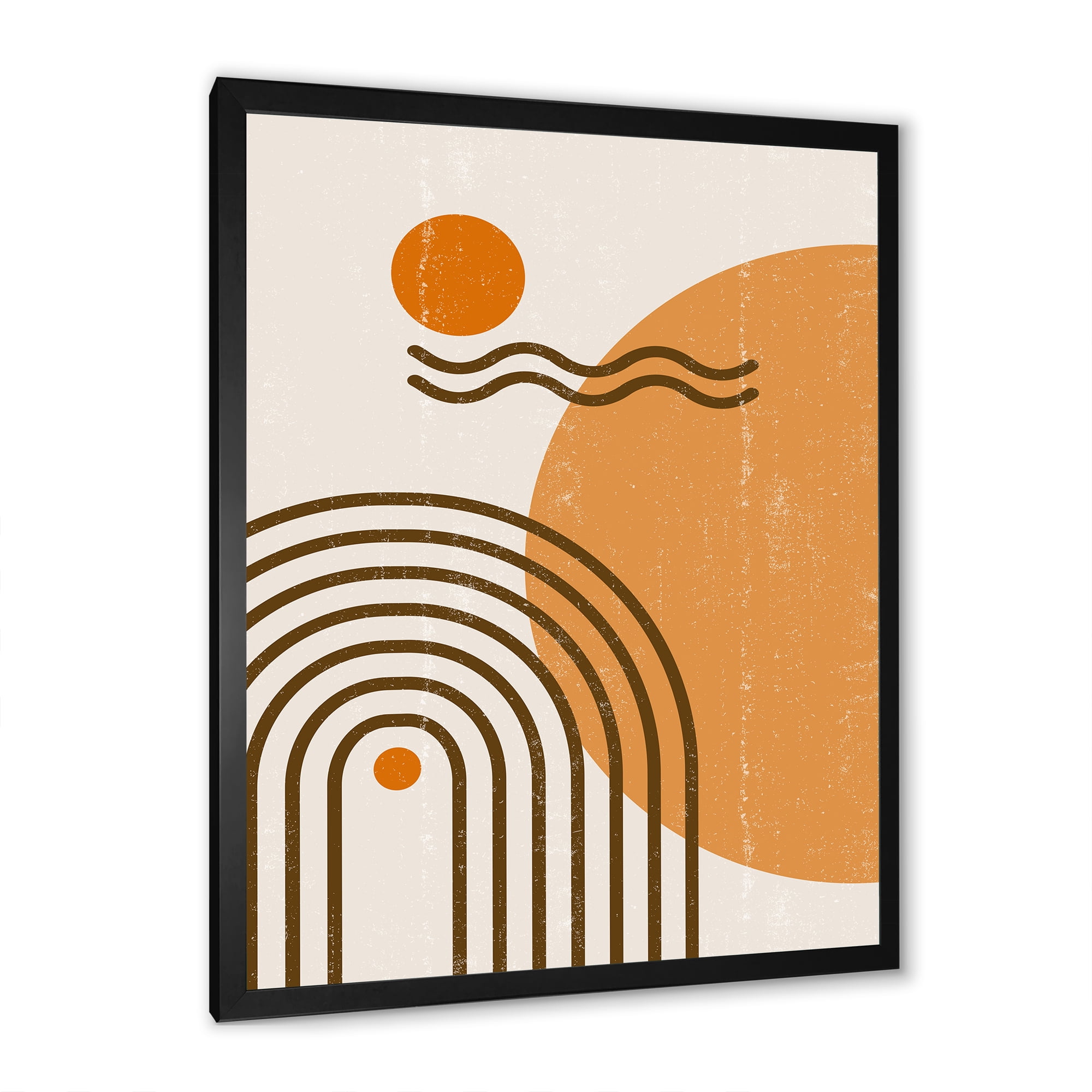 Designart 'Abstract Rainbow Moon and Sun In Earth Tones II' Modern Framed Art Print