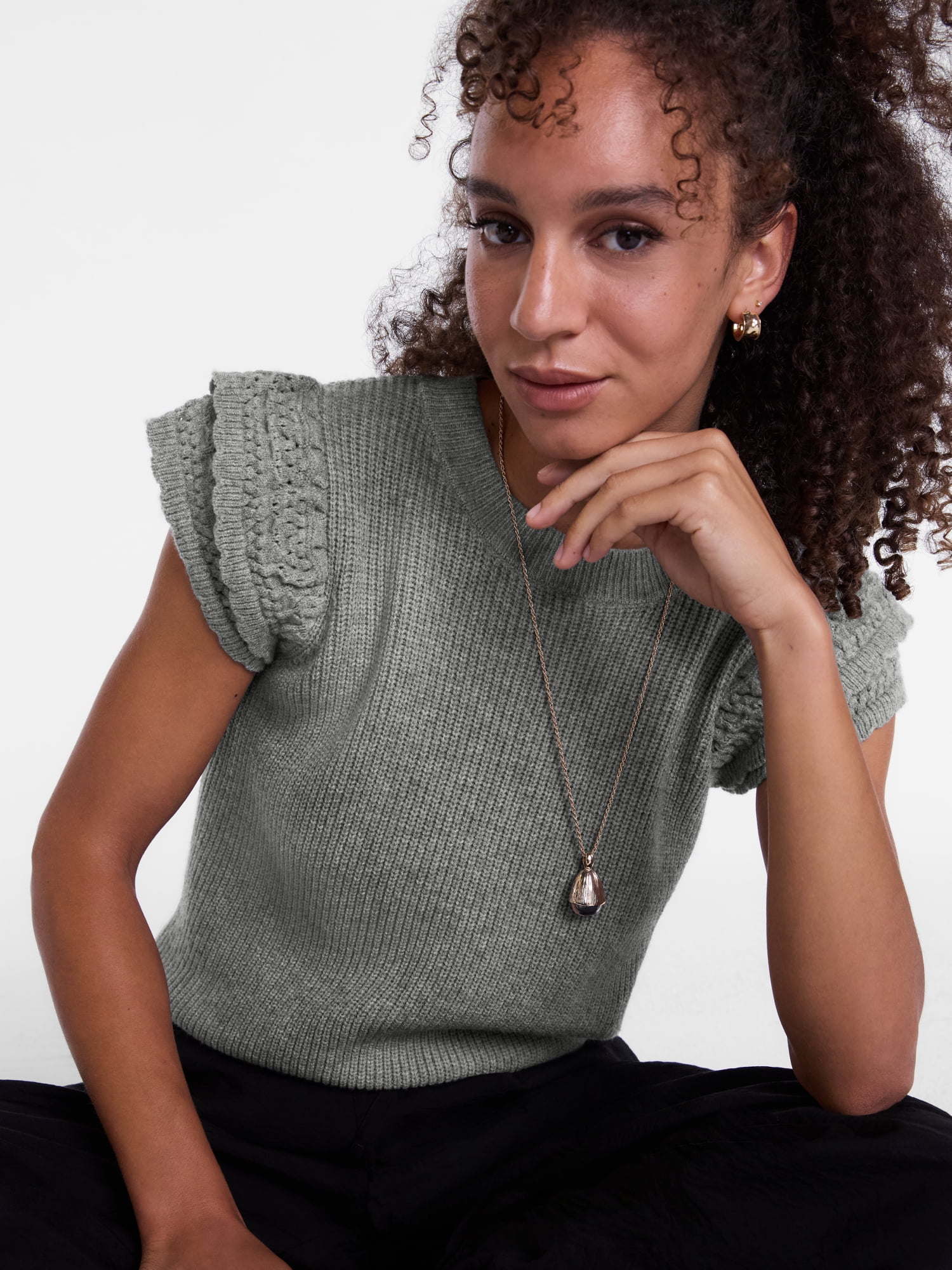 Scenario Women's Sweater with Flutter Sleeves, Lightweight, Sizes XS-XXXL