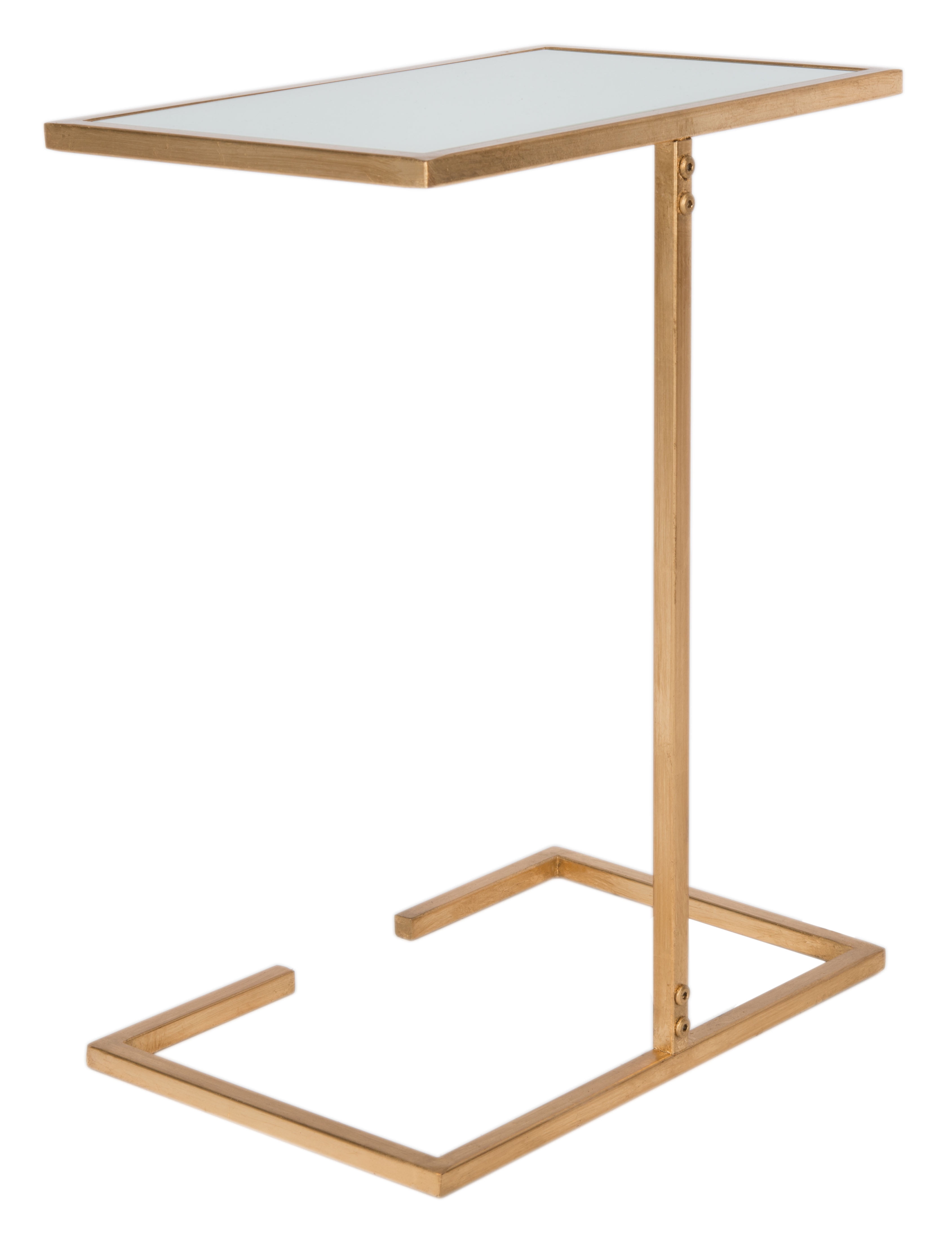 SAFAVIEH Neil 21 in. H Solid Classic Accent Table, Gold Leaf/White Glass