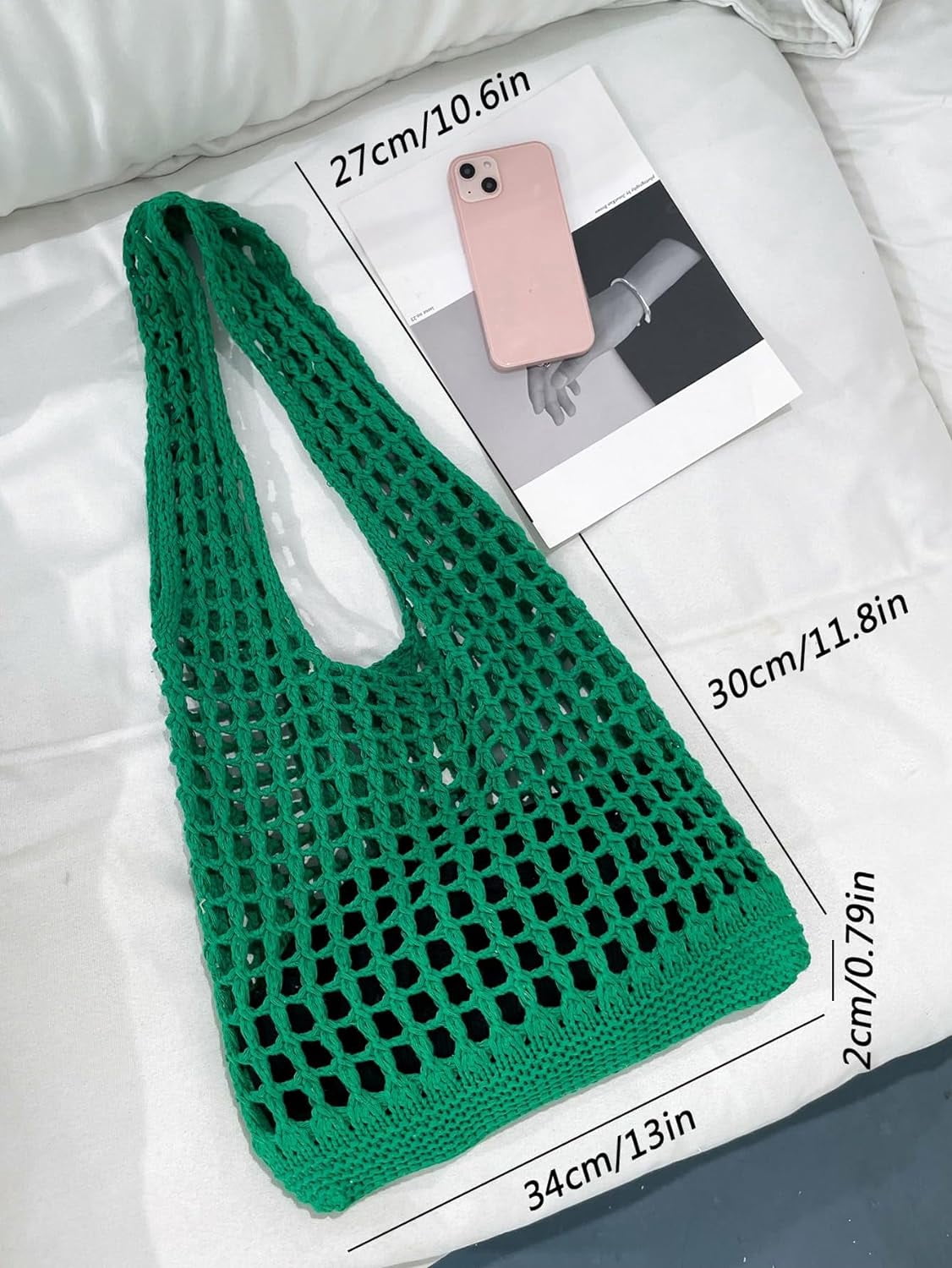 Women's Hollow Out Knit Tote Handbags Crochet Shoulder Bag
