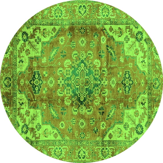 Ahgly Company Indoor Round Abstract Green Modern Area Rugs, 3' Round