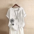 thumbnail image 2 of Plus Size Tops For Womens Casual Loose Button Linen Plus Size Daily Boho Tanic T-Shirt Blouse Tops, 2 of 6