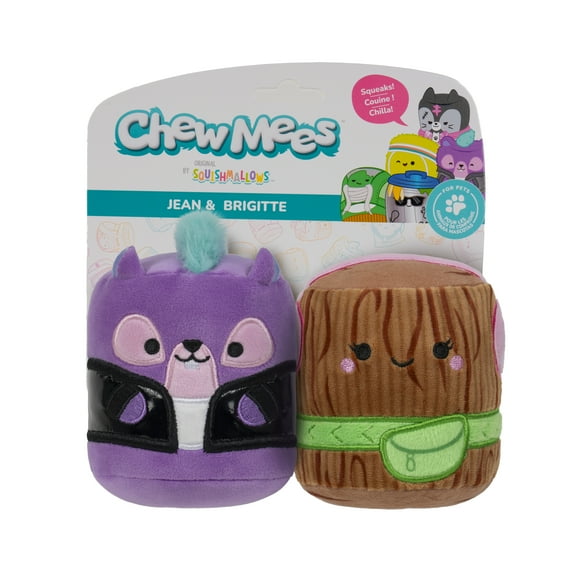3.5 inch Jean Squirrel   Brigitte Stick Chew Mees by Original Squishmallows Plush Pet Toy 2-Pack