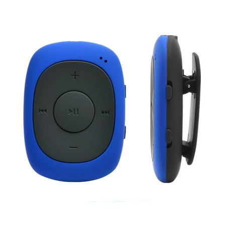 AGPTEK 8GB MP3 Player with FM radio, Portable clip Music Player with Sweatproof Silicone Case for Sports, Blue (Best Portable Vinyl Player)