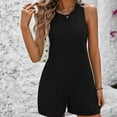 thumbnail image 3 of REALiKUN Women's Casual Rompers Stretchy Onesie Summer Sleeveless Shorts Jumpsuits with Pockets, 3 of 5