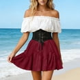 thumbnail image 2 of ZToonmas Women's Corset Waist Ruffle Mini Skirt Lace-up High Waist Flared Skirt for Renaissance and Parties, 2 of 6