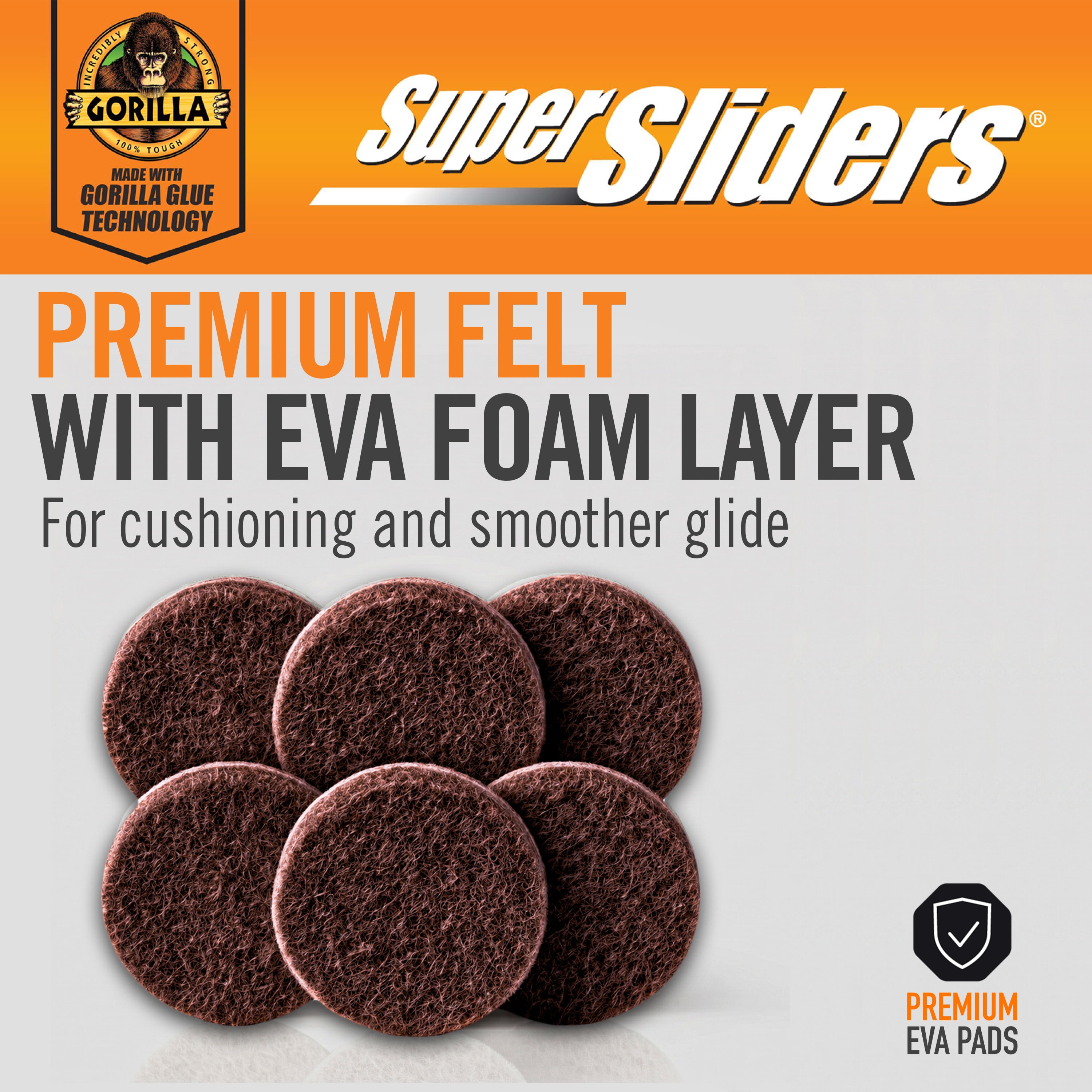 Super Sliders 1.5 Inch Round Felt Pads Brown 24 Pack