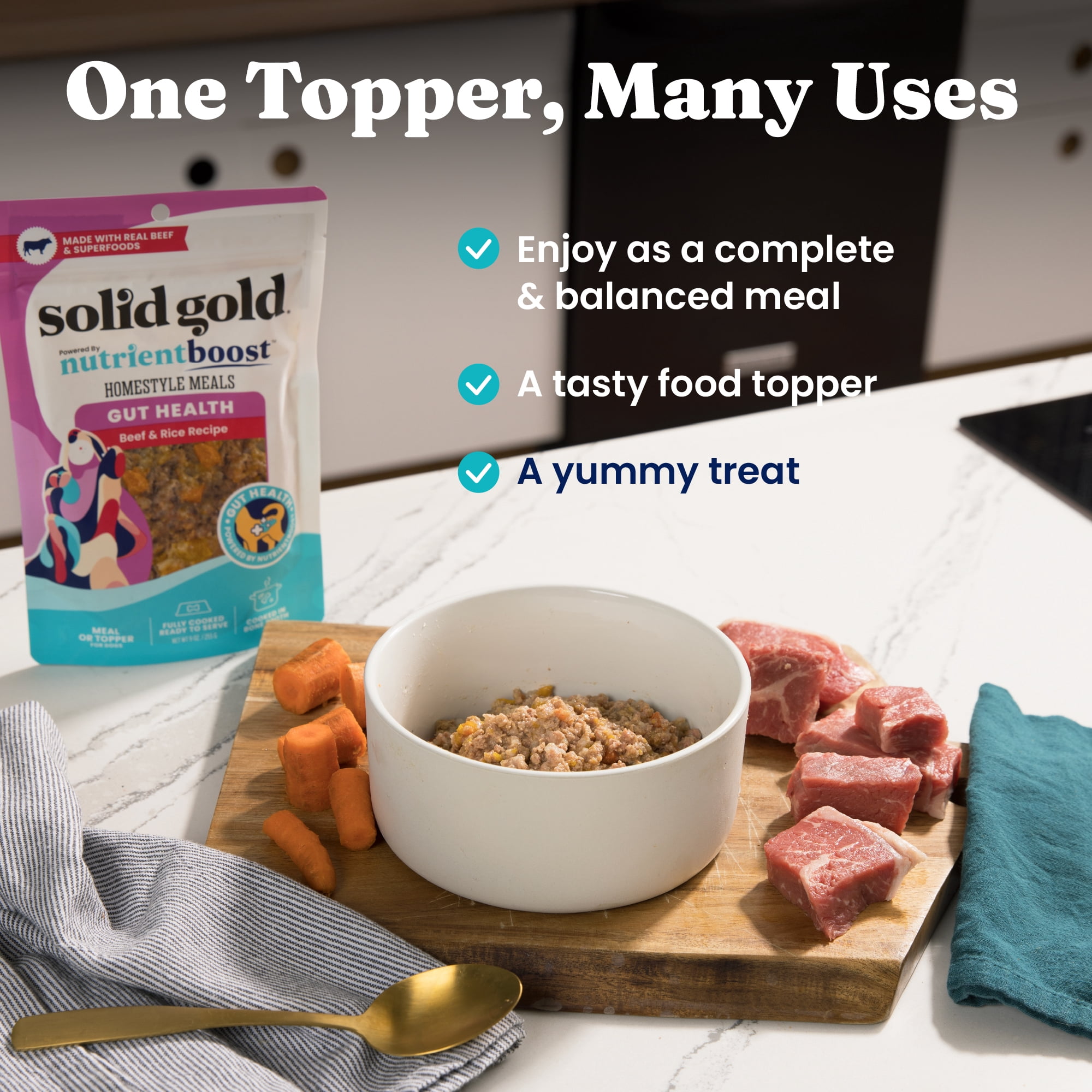 Solid Gold Homestyle Meals, Meal Topper for Dogs to Support Skin & Coat, Chicken & Rice Recipe, 9oz Pouch