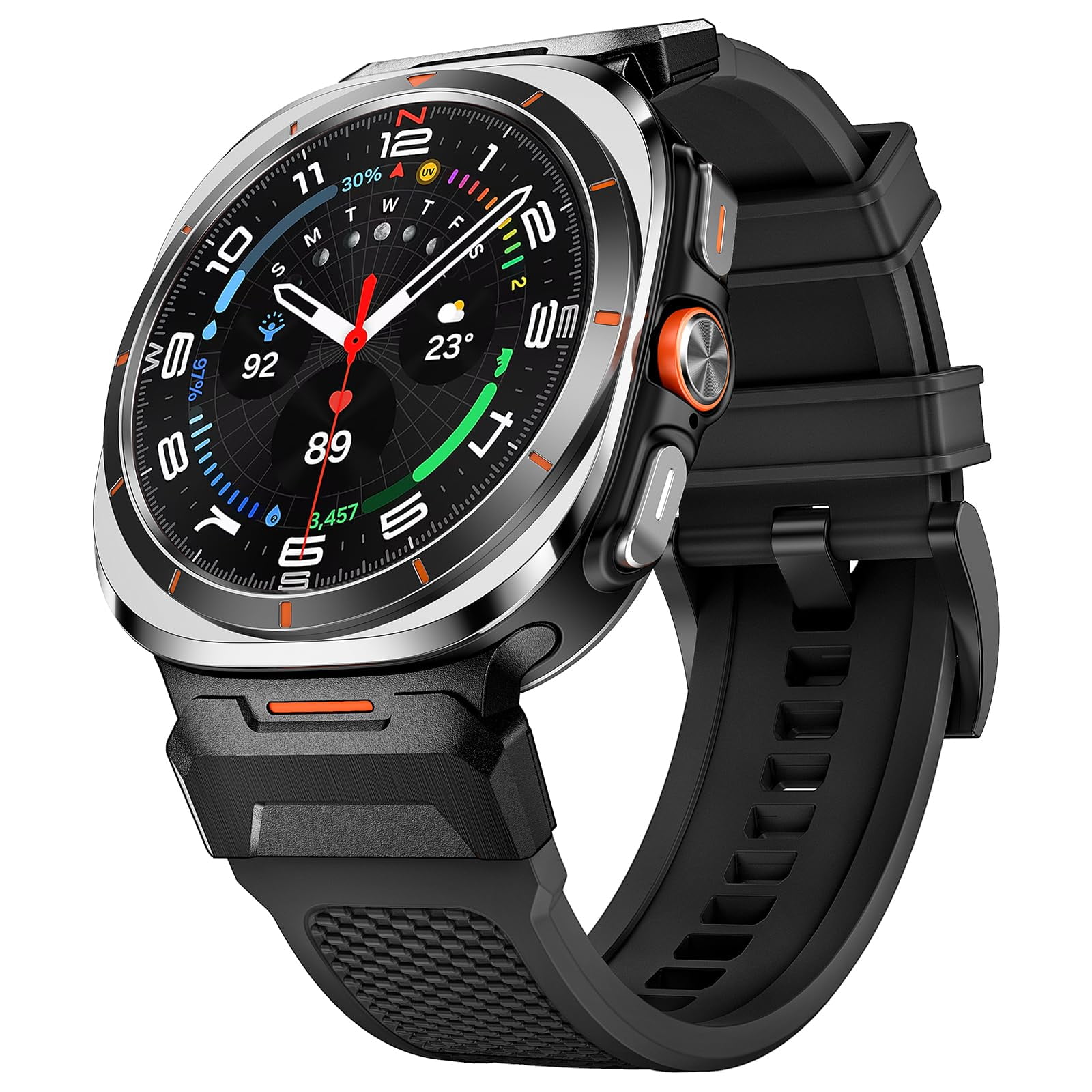 Goton Compatible with Samsung Galaxy Watch Ultra Band 47mm Galaxy Watch 7 Ultra Band Sturdy Stainless Steel Metal Connector Widened Silicon Walmart
