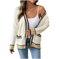 thumbnail image 2 of DailyTrove Women's Contrast Trim Cardigan, Long Sleeve, Casual Brunch & Weekend Wear, Soft Rayon Blend, Plus Size Friendly, 2 of 6