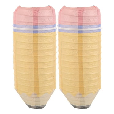 HAMPPLIES 2Pcs Pencil Paper Lanterns for Back to School Decorations Hanging 9.8x3.9x3.9in Yellow Iron