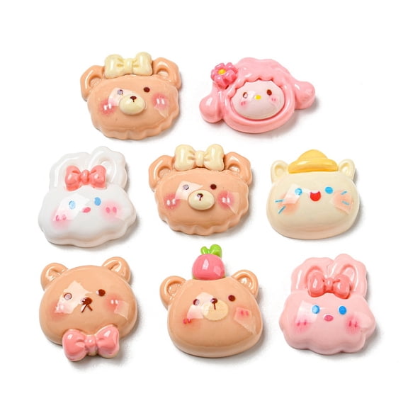 100pcs Opaque Resin Decoden Cabochons for Jewelry Making Cartoon Animals Mixed Shapes 16~21x19~25x6~9mm