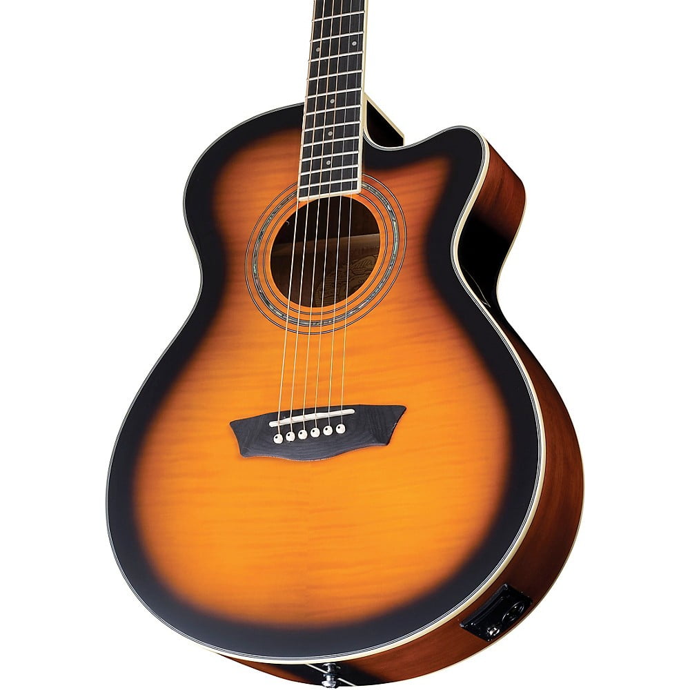 Washburn EA15ATB Festival Series Mini Cutaway Jumbo Acoustic-Electric Guitar, Tobacco Burst