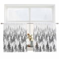 thumbnail image 2 of Black Grey Forest Semi Sheer Window Curtains 45 Inches Long, Contemporary Silhouette Abstract Art Rod Pocket Voile Silky Chiffon Curtain Light Filtering Drapes for Living Room, 52"x45", 2 Panels, 2 of 9