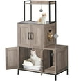 thumbnail image 5 of HOOBRO Cat Litter Box Enclosure Furniture, 2 in 1 Hidden Litter Box Furniture with Shelf, Double Litter Box Cabinet with 2 Dangling Plush Balls and 1 Toy Ball, Greige and Black BG78MW01, 5 of 11