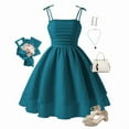 thumbnail image 2 of DHFJKG Dresses Summer Girls Solid Color Dress With Bow Knot Sweet Sleeveless For Kids Off The Shoulder Cute Sundress, 2 of 3