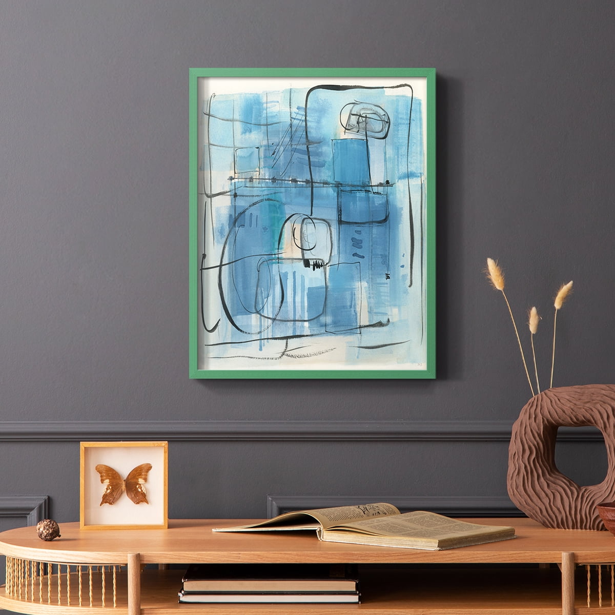 Amalfi Holiday Framed Print in Green Solid Wood Framed Print No Nail Hanging