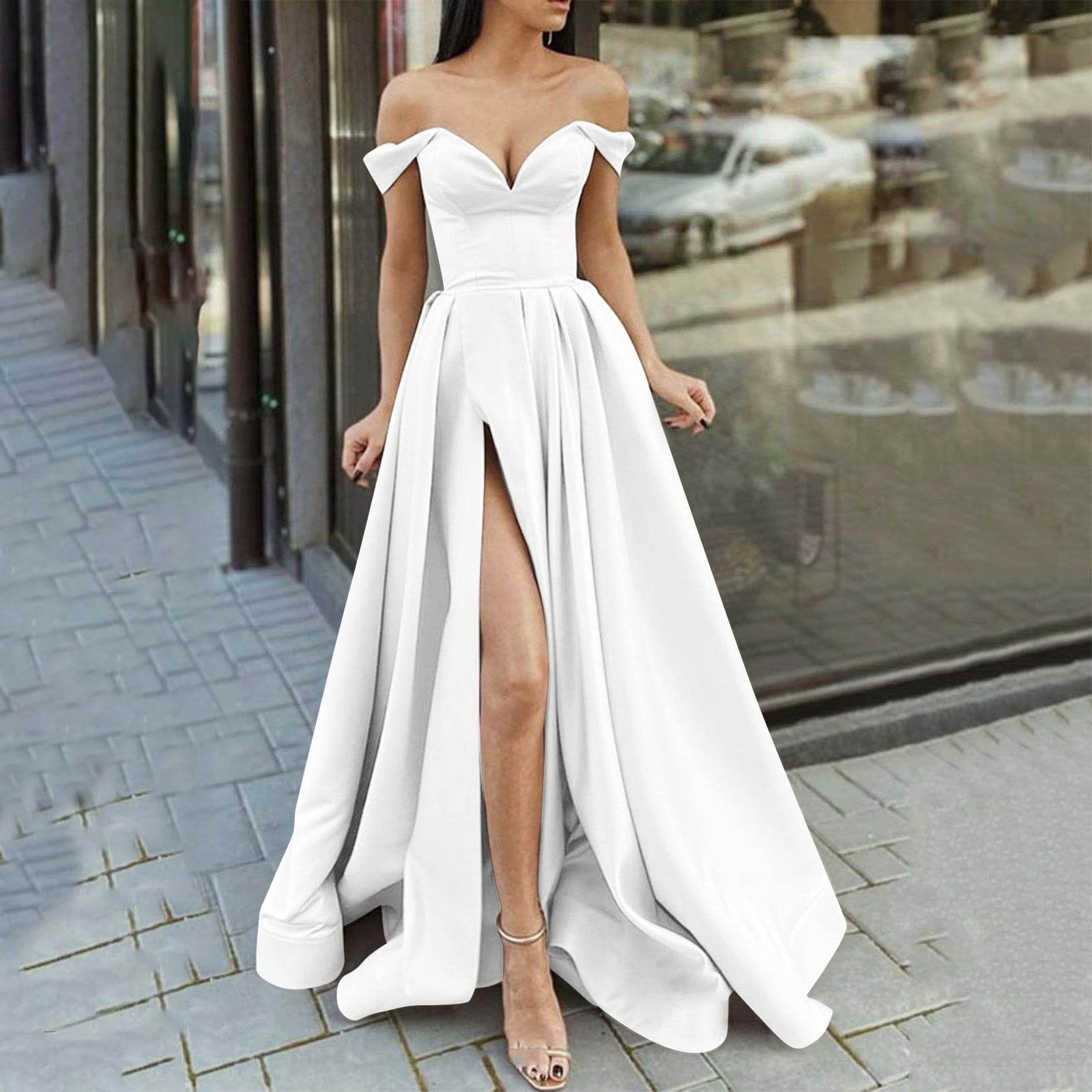 IDALL Summer Dresses,Maxi Dresses Prom Dresses Ladies Long Women Elegant  Crisn Satin Spaghetti Party Prom Dress Wedding Evening Party Dress Long  Dresses,Corset Dress,Flowy Dresses White Dress 2XL - Walmart.com