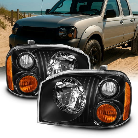 AKKON - [2 PCS] For 2001-2004 Nissan Frontier Pickup OE Style Headlights Housing Right & Left Sides - Black